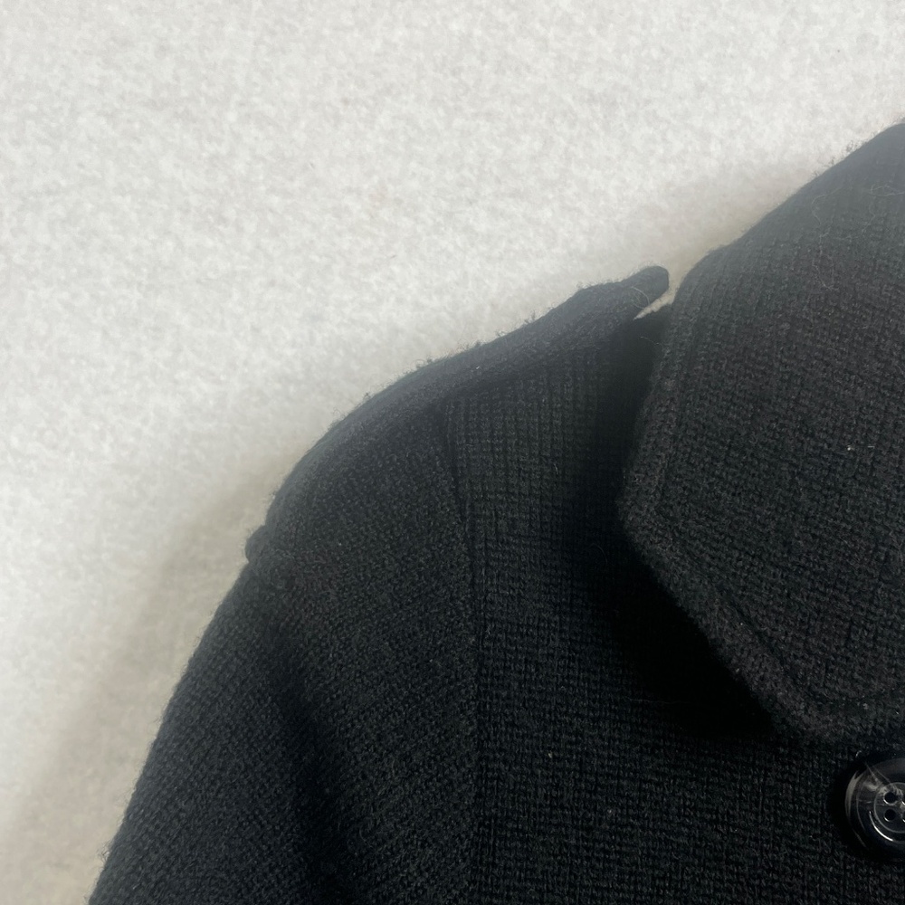 MK2K Wool Coat Black Double Breasted Short Sleeve Coat Jacket Size M/L - Picture 9 of 9